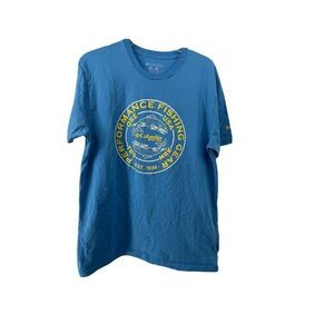 Columbia PFG T-Shirt Mens Size L Blue Short Sleeve Fishing Trout Crewneck Casual